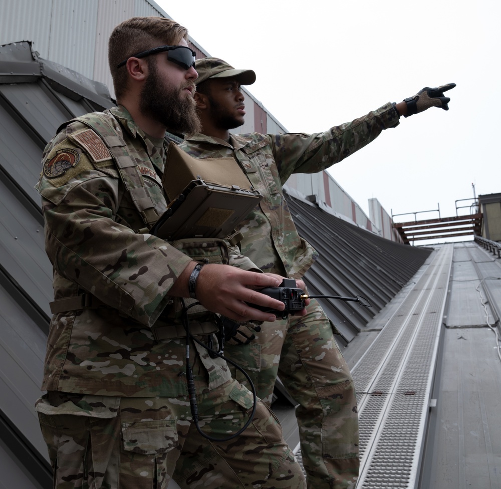 621st CRS teams up with 787th CES to inspect Hangar 1