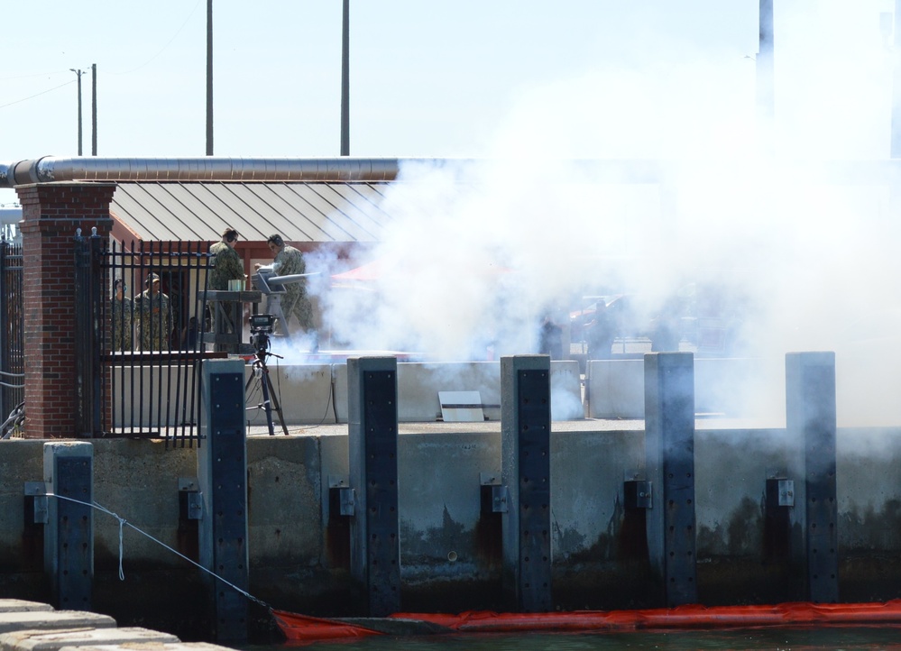 Saluting battery renders honors during commissioning of USS Montana (SSN-794) at Naval Station Norfolk