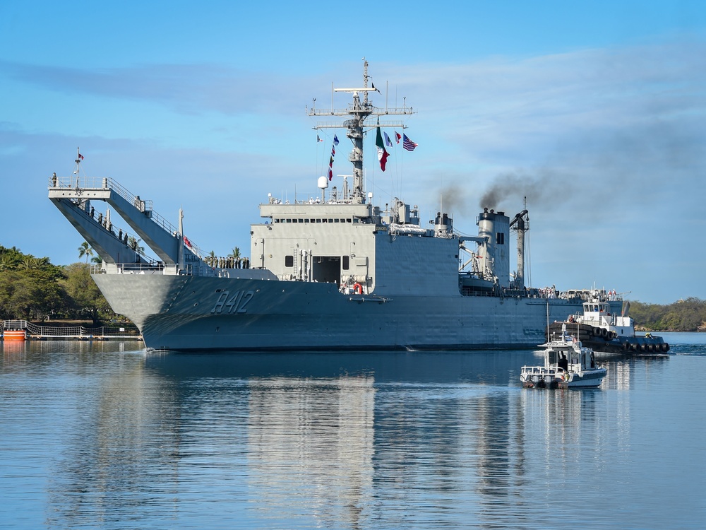 Mexican Navy tank landing ship ARM Usumacinta (A-412) arrives at Pearl Harbor for RIMPAC 2022