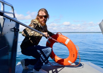 Coast Guard Marine Safety Task Force inspector conducts passenger vessel inspection