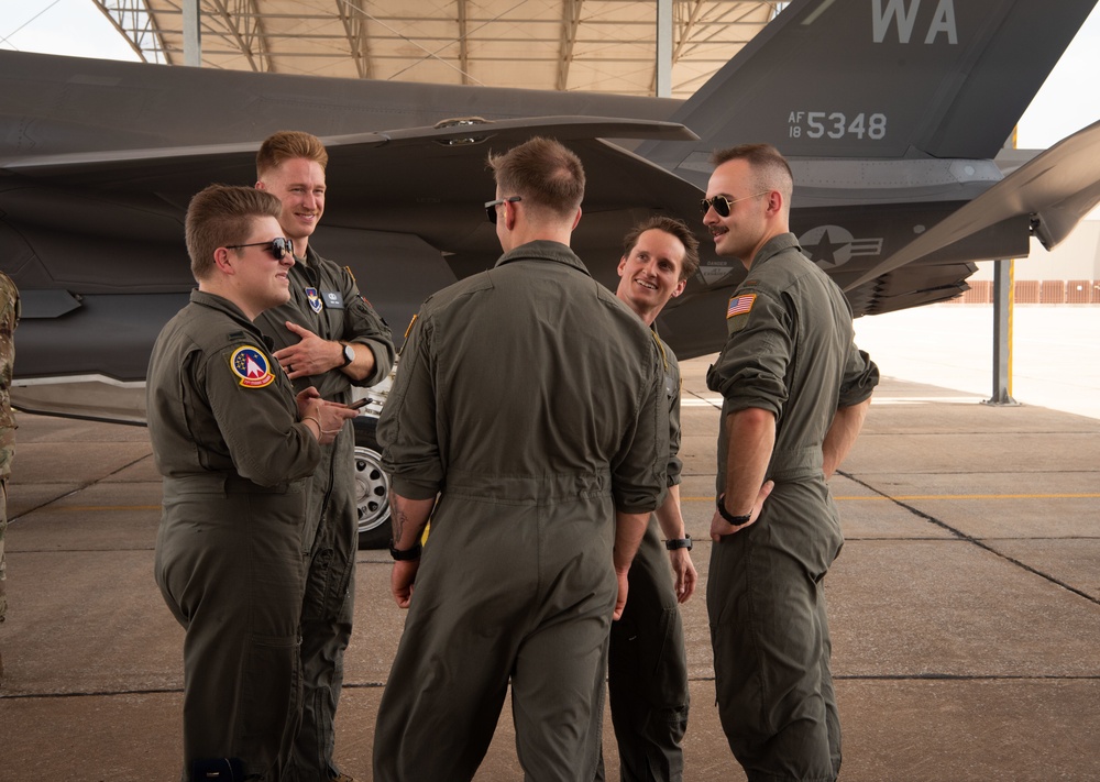 Student pilots get a firsthand look at the F-35A Lightning II.