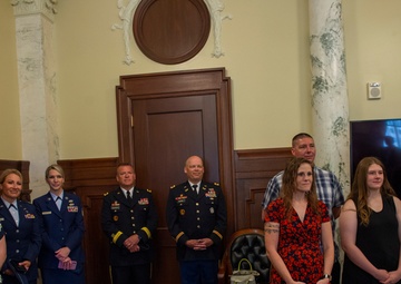 Michelle Hartley presented awards at retirement