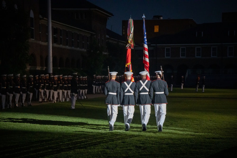 Marine Barracks Washington performs an exhilarating parade for guests.