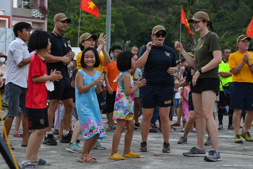 U.S. Pacific Fleet Band performs at Song Cau Stadium in Vietnam during Pacific Partnership 2022