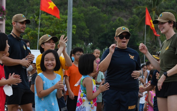 U.S. Pacific Fleet Band performs at Song Cau Stadium in Vietnam during Pacific Partnership 2022