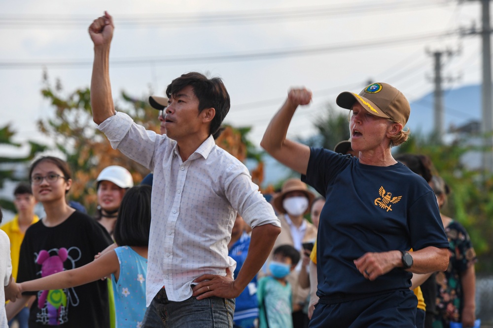 U.S. Pacific Fleet Band and Members of the JMSDF Band Perform at Song Cau Stadium in Vietnam during Pacific Partnership 2022