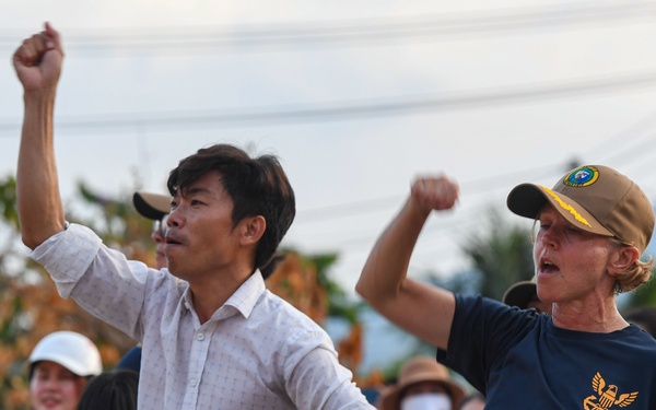 U.S. Pacific Fleet Band and Members of the JMSDF Band Perform at Song Cau Stadium in Vietnam during Pacific Partnership 2022