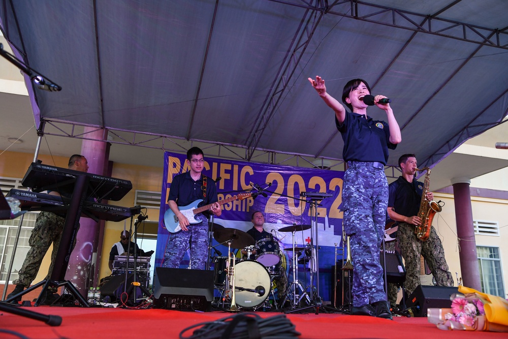 U.S. Pacific Fleet Band and JMSDF Band Members Perform at Song Cau Stadium in Vietnam during Pacific Partnership 2022