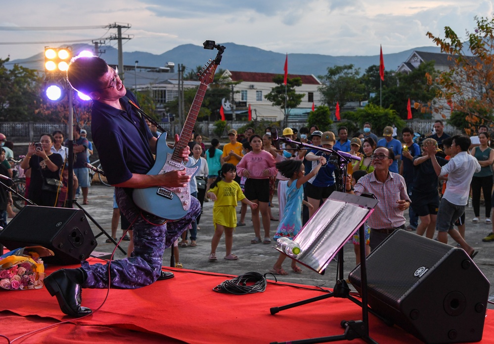 U.S. Pacific Fleet Band and JMSDF Band Members Perform at Song Cau Stadium in Vietnam during Pacific Partnership 2022