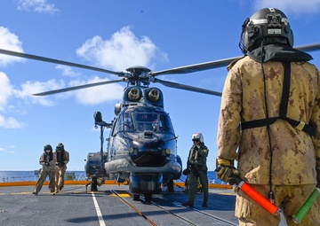 Chilean ship CNS ALMIRANTE LYNCH's helicopter conducts training