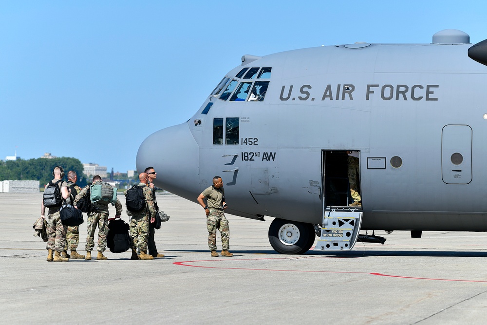 182nd Airlift Wing C-130 Hercules Transport Airmen and Cargo to Northern Agility 22-1