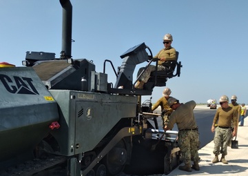 NMCB-11 Places Asphalt Onboard NAS Corpus Christi