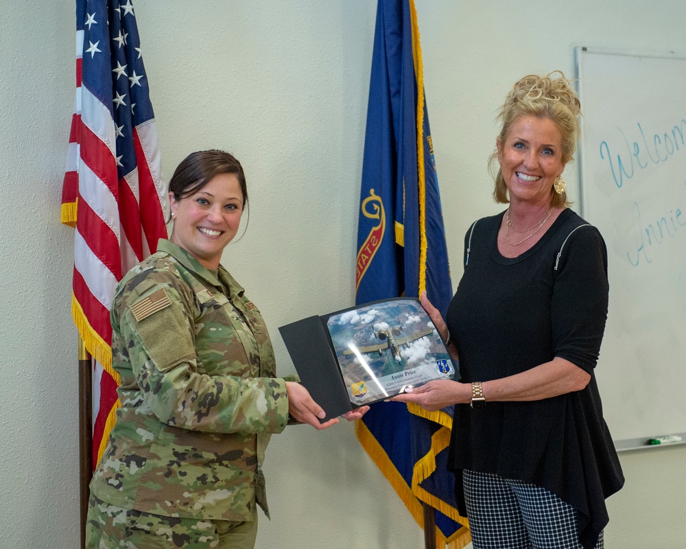 Annie Price Assumes Honarary Command of 124th Communications Squadron