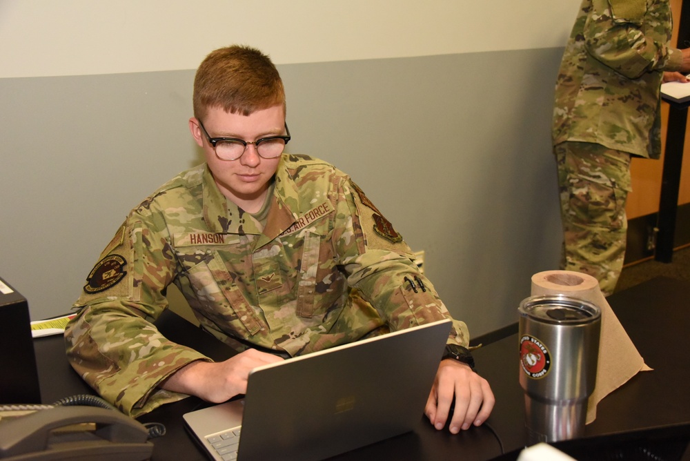 Airman controls simulated weather and light conditions