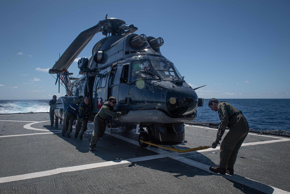 Armada de Chile Sailors Stow Helicopter