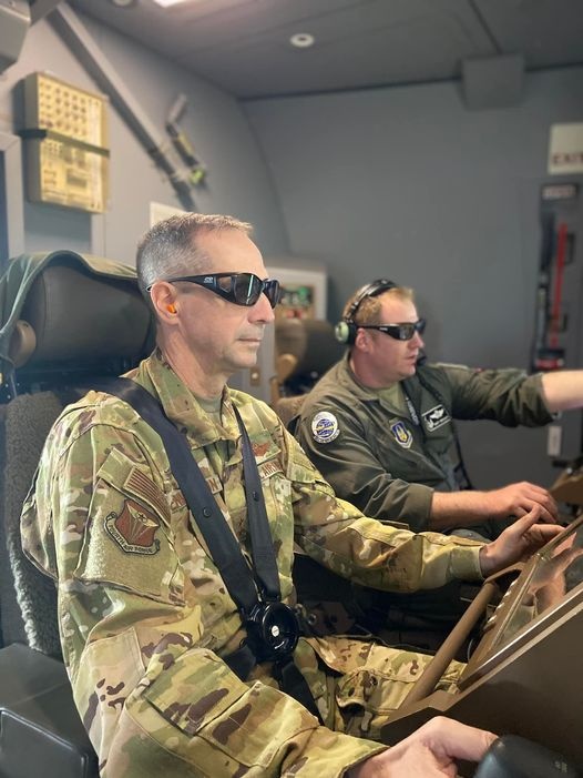 Maj Gen Pennington in a KC-46 boom seat