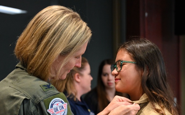 19th AW commander speaks at "S.H.E. Can" aviation camp graduation