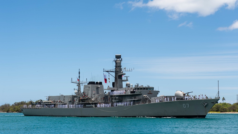 CNS Almirante Lynch arrives at Pearl Harbor for RIMPAC 2022