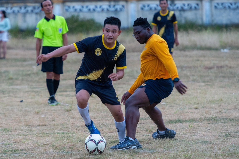 U.S. Navy Sailors and Partners Participate in a Host Nation Outreach Event at the Tuy An Sport Center