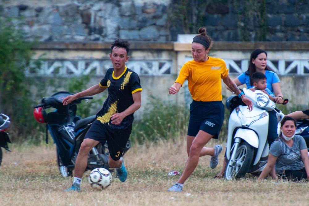 U.S. Navy Sailors and Partners Participate in a Host Nation Outreach Event at the Tuy An Sport Center