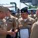 USS Blue Ridge Commanding Officer Frocks Promoting Sailors