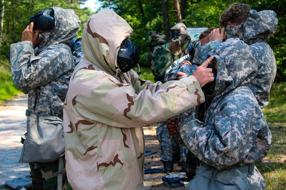 Spur Candidates Conduct CBRN Lane During the Spur Ride