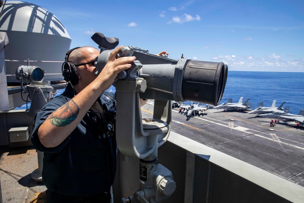 USS George H.W. Bush (CVN 77) Sailor Stands Watch