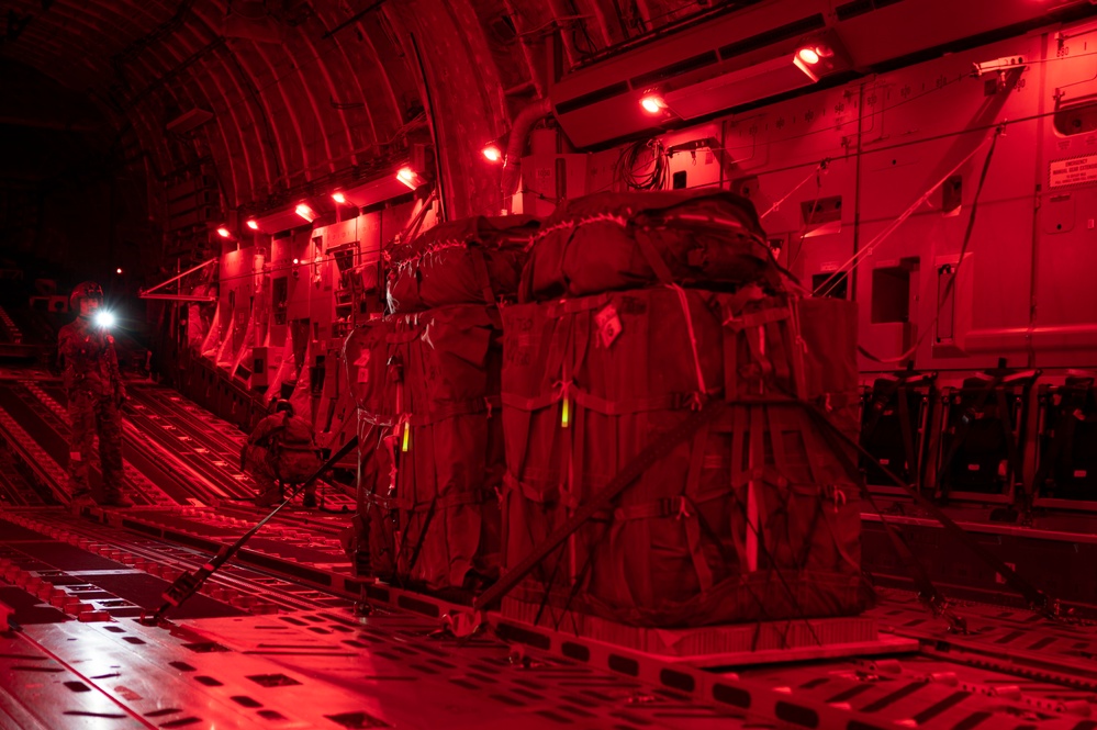 15th Airlift Squadron Executes Night Airdrop Mission