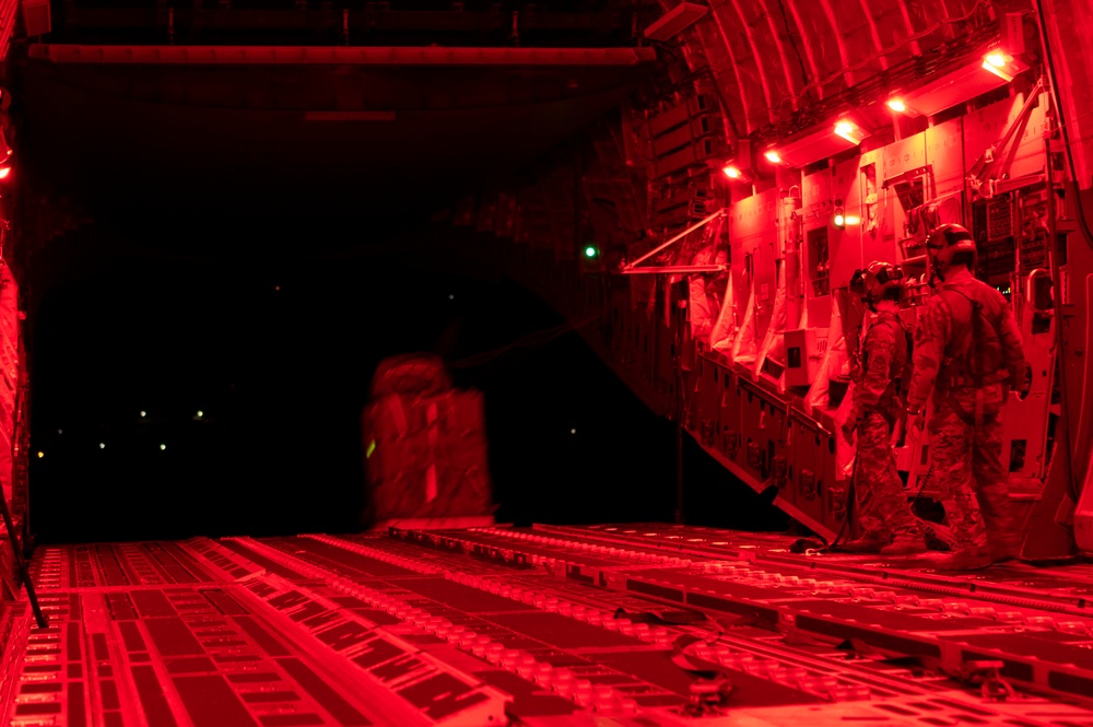 15th Airlift Squadron Executes Night Airdrop Mission