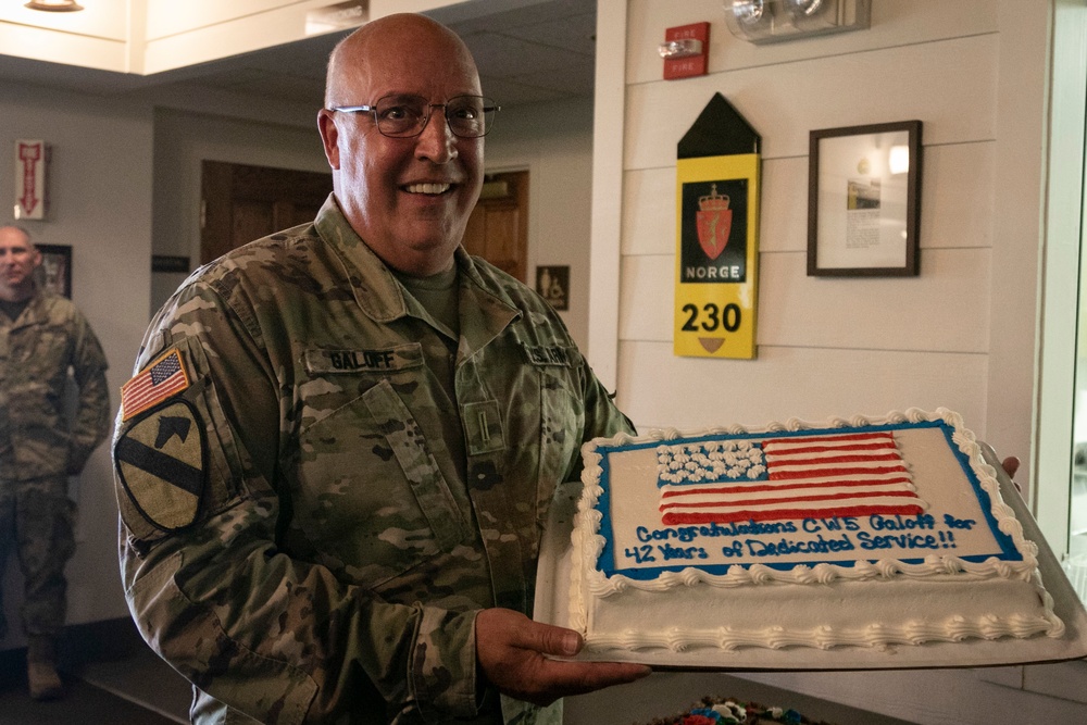 With 42 years of service, Chief Warrant Officer 5 Thomas Galoff retires from the Minnesota National Guard