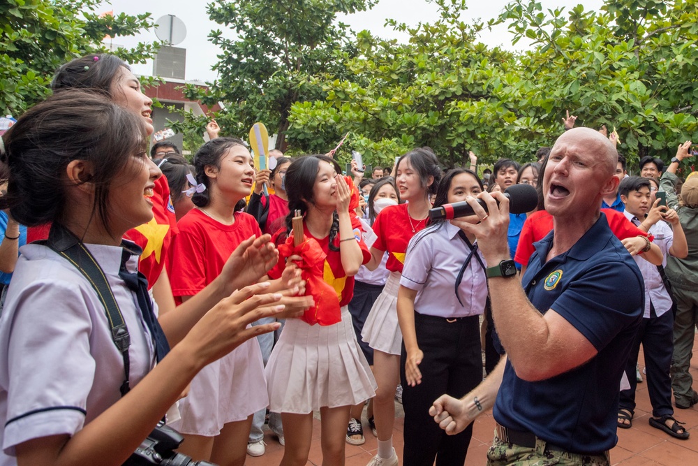 Pacific Partnership 2022 participates in a host nation outreach event at Luong Van Chanh High School