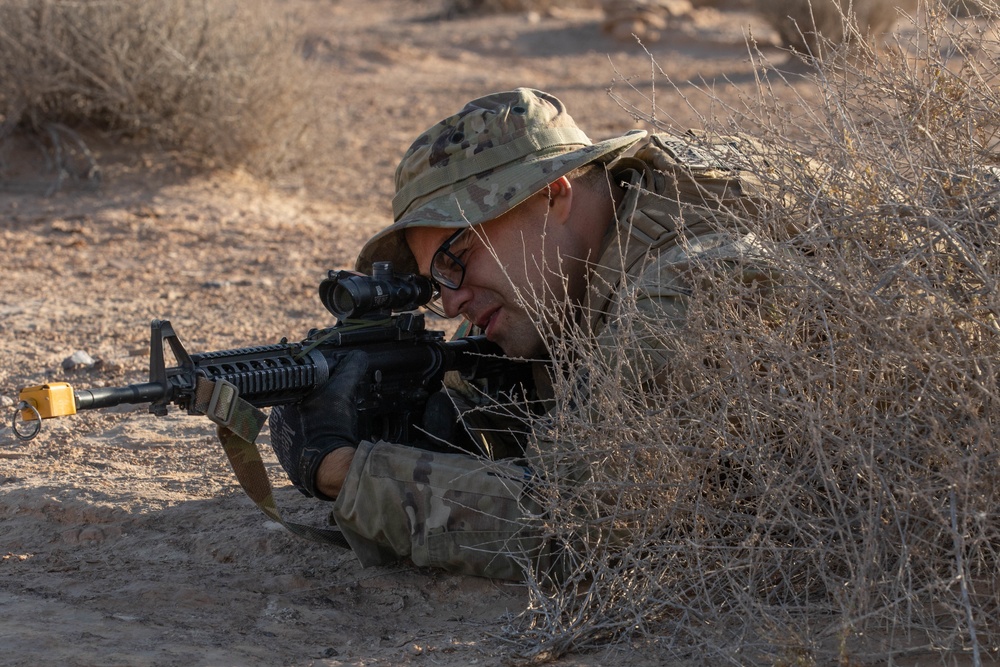 3rd Battalion, 126th Infantry Regiment practices combat lifesaver and prisoner of war tactics during African Lion 22 in Tunisia