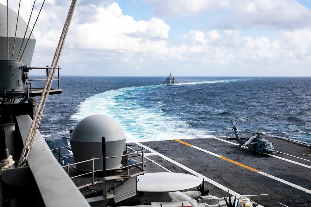 The George H.W. Bush Carrier Strike Group (GHWBCSG) Participates in Straits Transit Training Event