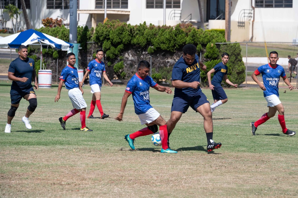 USS Spruance and KD Lekir Sailors compete in a RIMPAC 2022 soccer match USS Spruance and KD Lekir Sailors compete in a RIMPAC 2022 soccer match