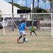 USS Chafee and CNS Almirante Sailors compete in a RIMPAC 2022 soccer match