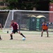USS Chafee and CNS Almirante Sailors compete in a RIMPAC 2022 soccer match