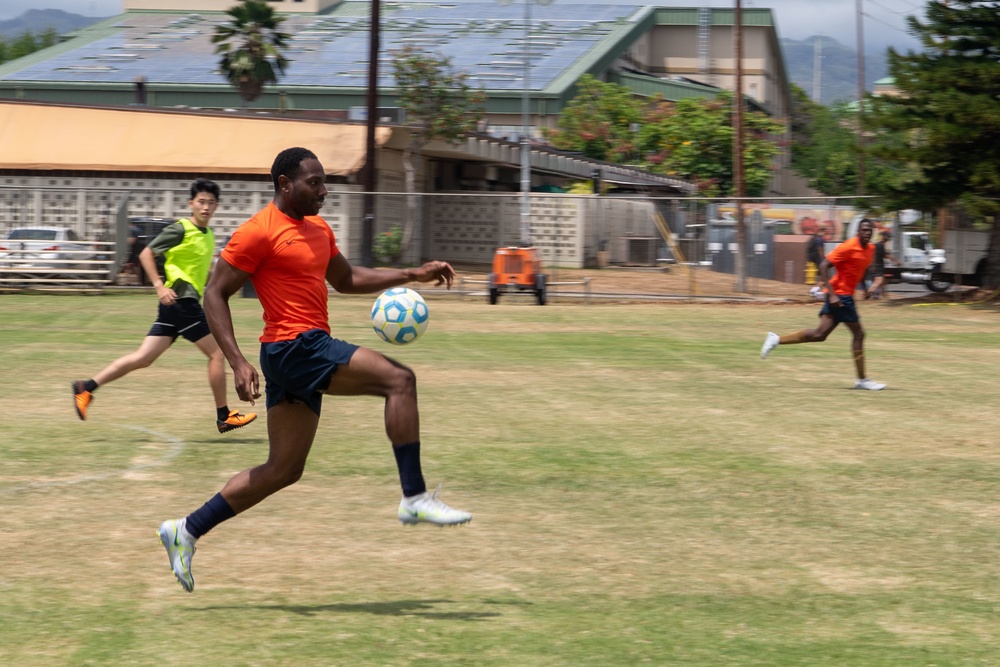 USS Essex and Republic of Korea Sailors Face Off in a Soccer Match