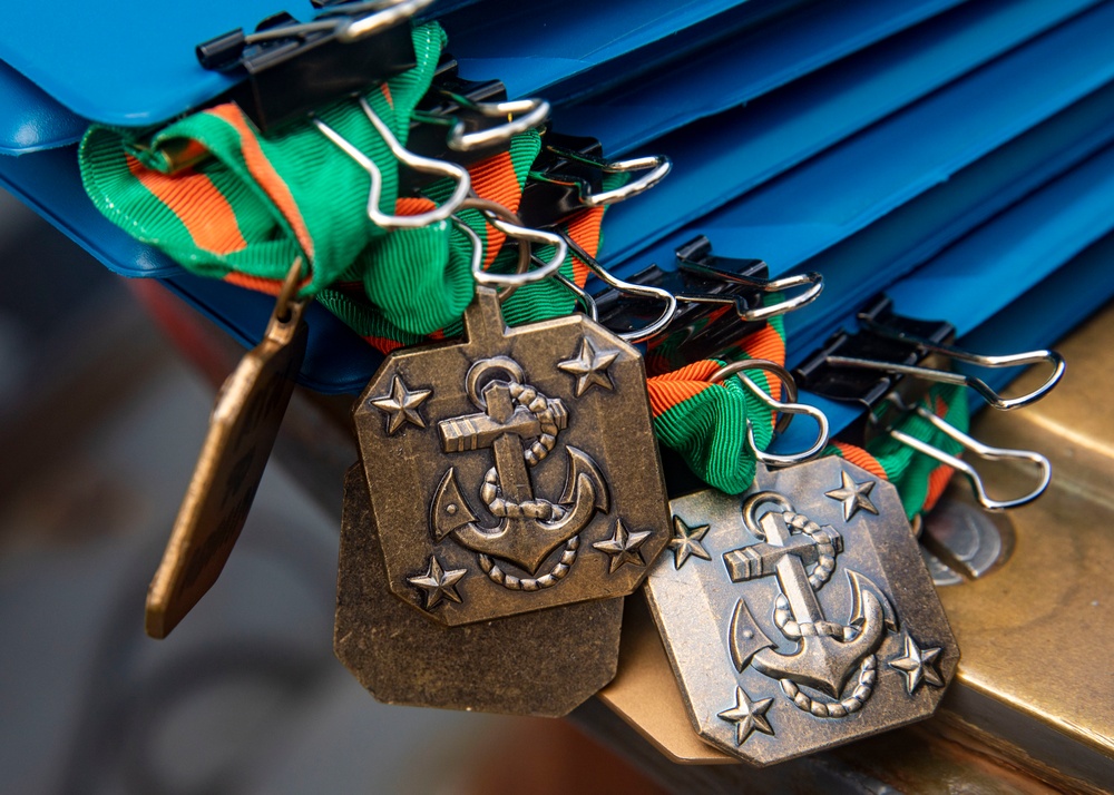 Sailors Aboard USS Dewey (DDG 105) Conduct Awards Quarters