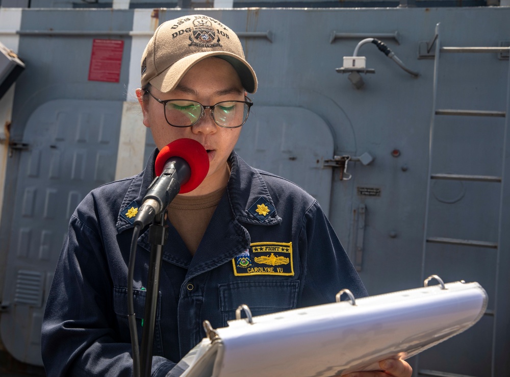 Sailors Aboard USS Dewey (DDG 105) Conduct Awards Quarters