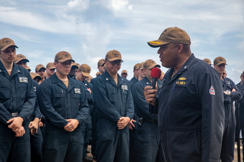 Sailors Aboard USS Dewey (DDG 105) Conduct Awards Quarters