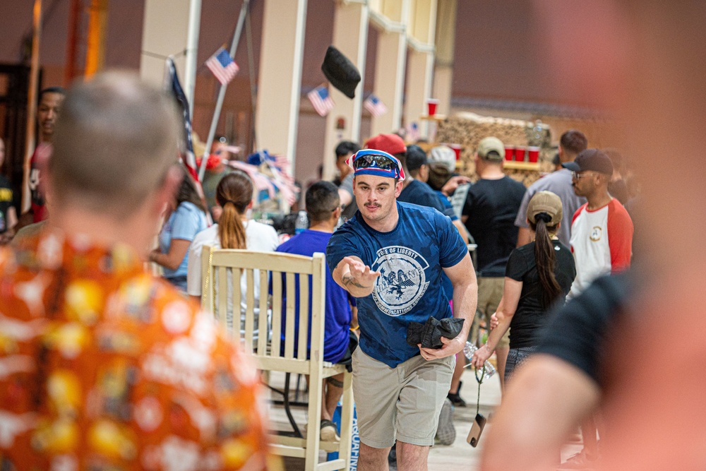 Deployed service members kick back to celebrate our Independence