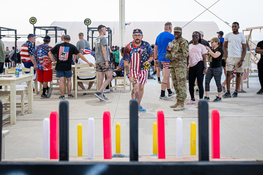 Deployed service members kick back to celebrate our Independence