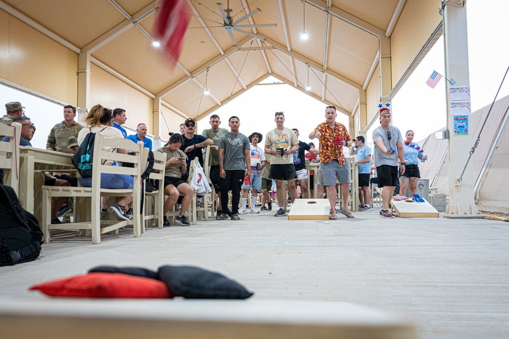 Deployed service members kick back to celebrate our Independence