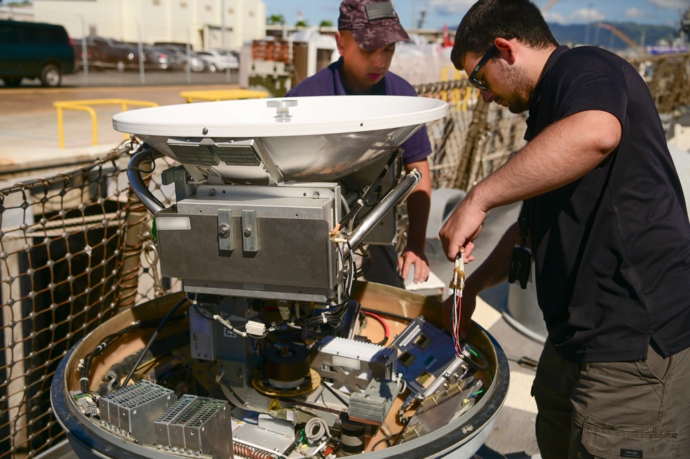 NSWC Corona Technicians prepare the USS Fitzgerald for PACDRAGON 2022