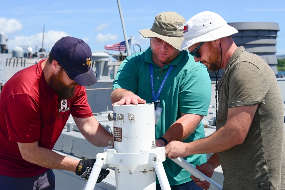 NSWC Corona Technicians prepare the USS Fitzgerald for PACDRAGON 2022