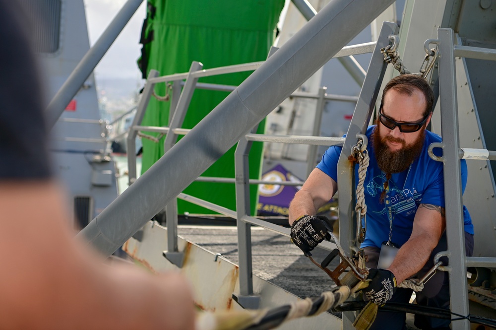 NSWC Corona Technicians prepare the USS Fitzgerald for PACDRAGON 2022