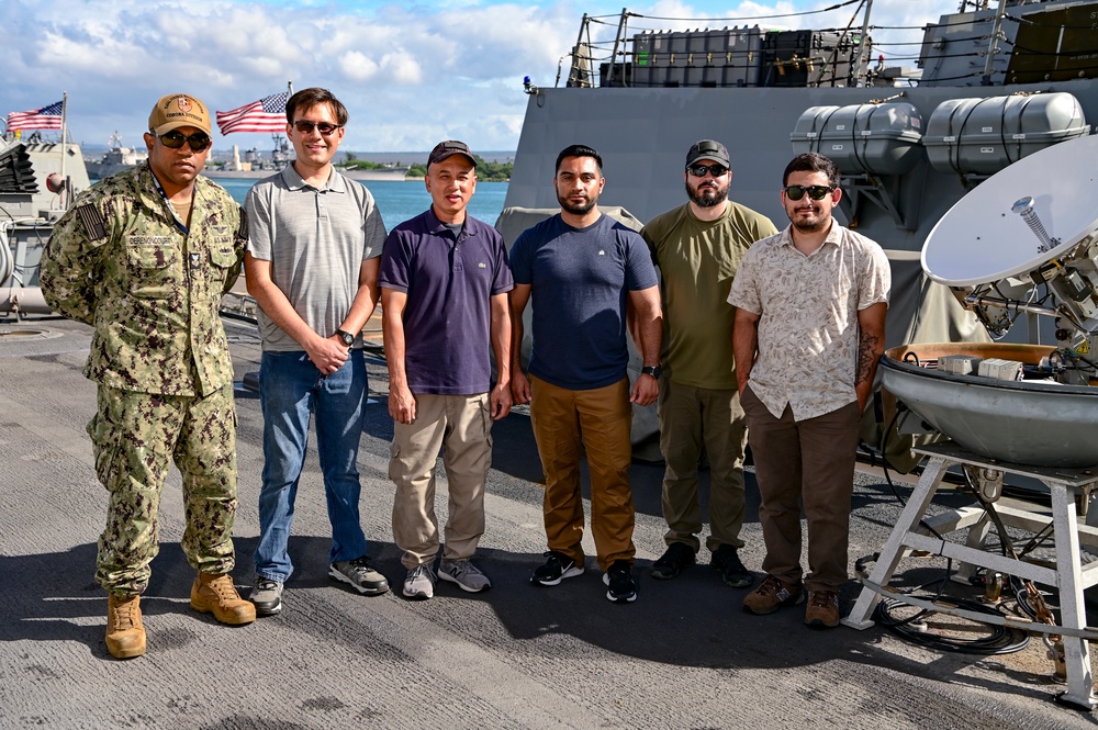 NSWC Corona Technicians prepare the USS Fitzgerald for PACDRAGON 2022