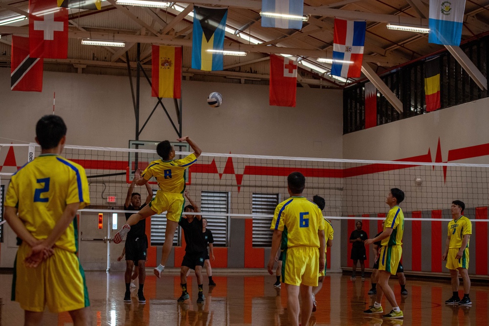 Japan Maritime Self-Defense Force Sailors play volleyball during RIMPAC 2022