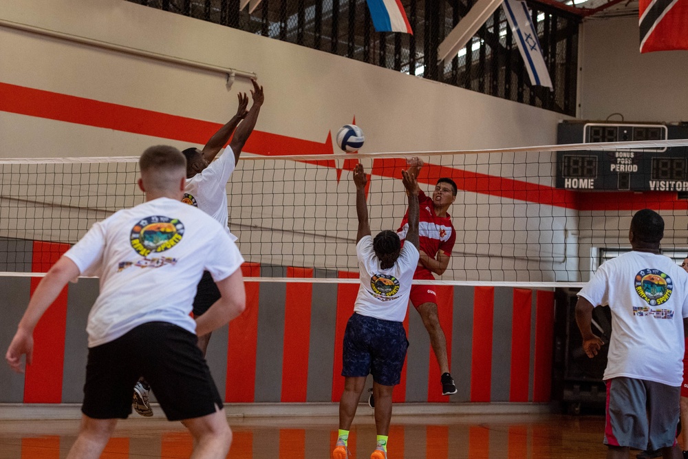 Peruvian Navy Sailors play volleyball during RIMPAC 2022