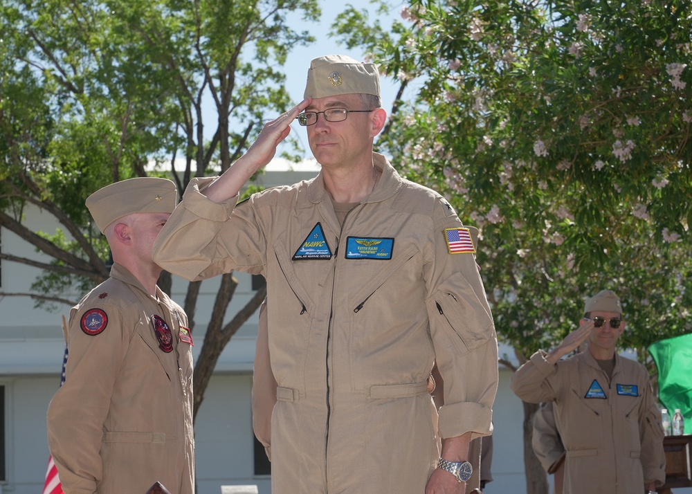 Hash salutes during NAWCWD change of command